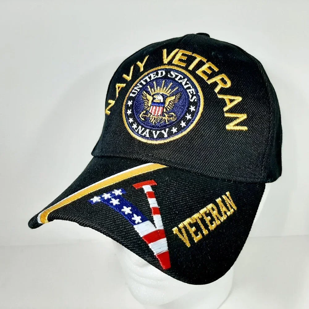 US Navy Veteran Black Ball Cap Baseball Cap One Si